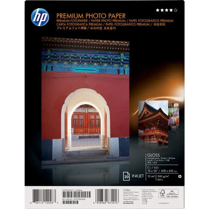 Глянцевая фотобумага НР Premium 20 листов (A2+, 458 x 610 мм, 240г/м2) (CZ986A) Глянцевая фотобумага НР Premium 20 листов (A2+, 458 x 610 мм, 240г/м2) (CZ986A)