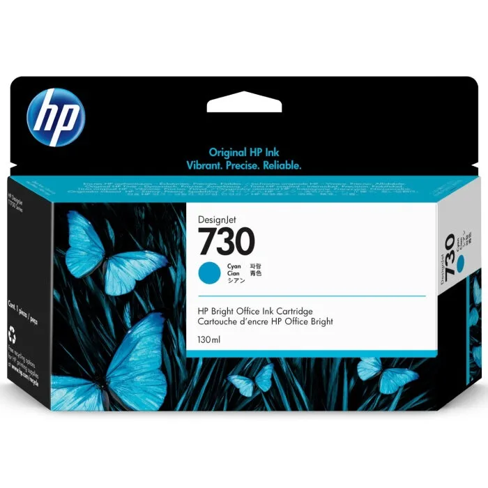 Картридж HP 730 струйный голубой (130 мл) (P2V62A)